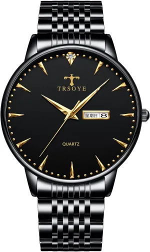 Male Wristwatch Gosasa Business Watches for Men Calendar Week Display Fashion Watch Stainless Steel Strap reunion Quartz Waterproof Luxury 