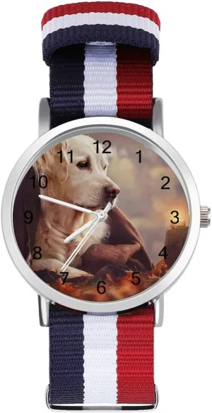malleability comment Reader Work Casual Watch Cute Labrador Funny Pattern Nylon Braided Strap Outdoor Sport Business Wrist Watches Easy 