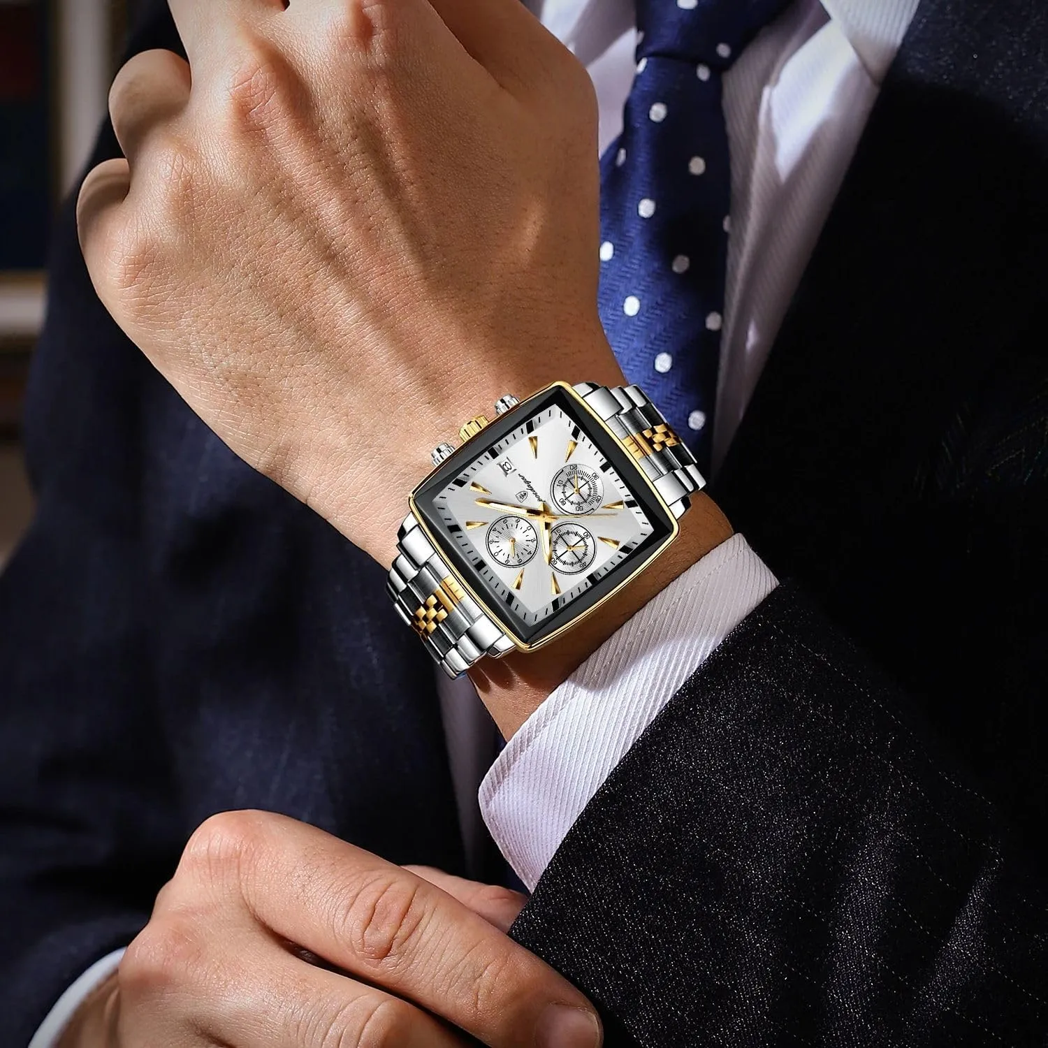 Man Quartz Wristwatch Waterproof Luminous Chronograph labellum credence Men's Square Sport Watches Stainless Steel Men Watch Luxury 