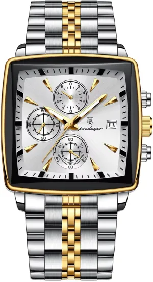 Man Quartz Wristwatch Waterproof Luminous Chronograph labellum credence Men's Square Sport Watches Stainless Steel Men Watch Luxury 