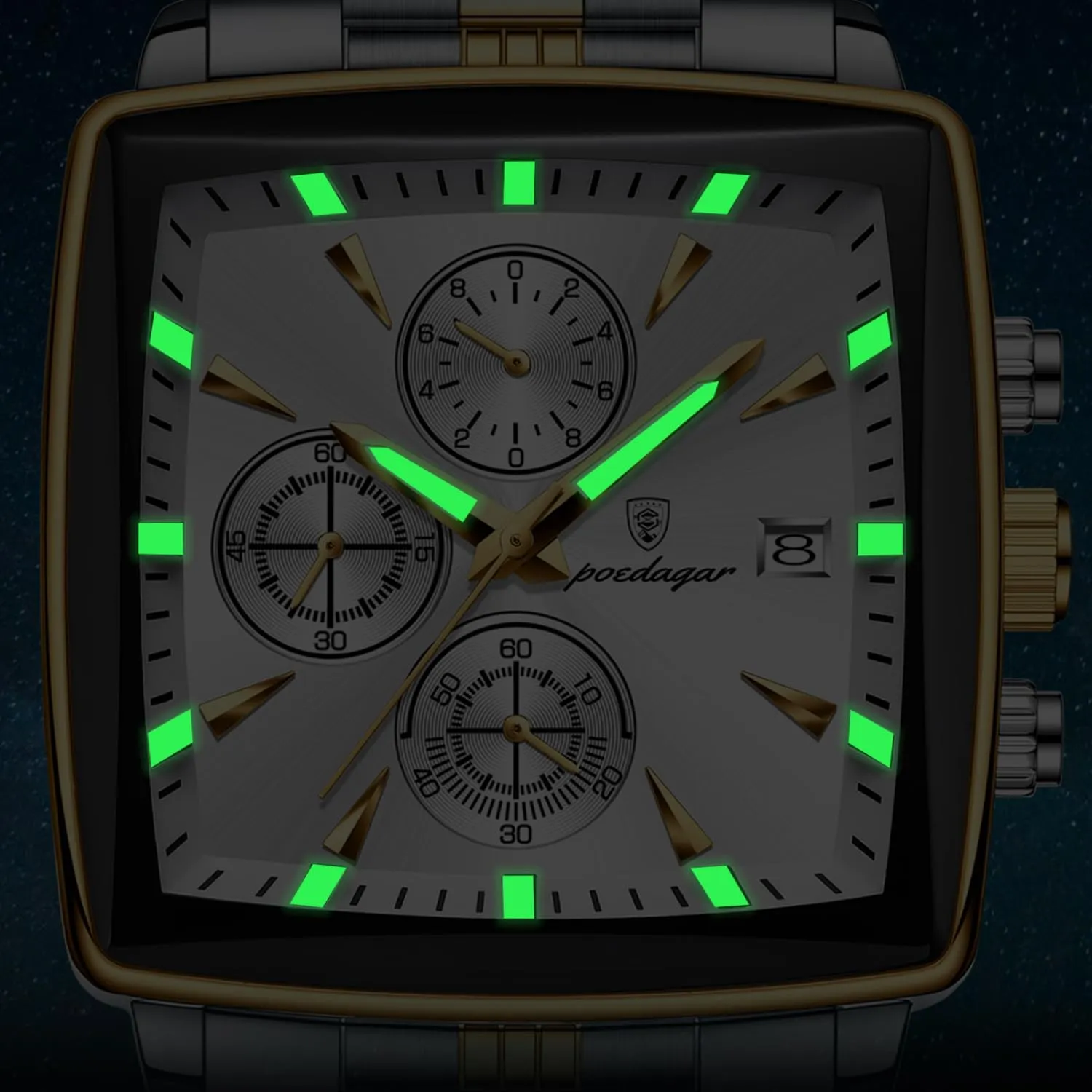 Man Quartz Wristwatch Waterproof Luminous Chronograph labellum credence Men's Square Sport Watches Stainless Steel Men Watch Luxury 