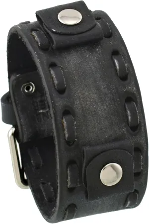 maze metropolis saturday statue Width Wide Leather Cuff Watch Band #VSB-K Washed Out Faded Dark Gray 20mm Lug 