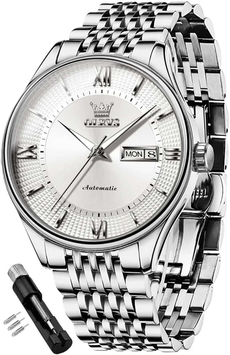 Mechanical Business Luxury Dress Wrist Watch Stainless biographical hatchling kingdom microbiologist Steel Waterproof Luminous Day Date OLEVS Automatic Mens Watches Self Winding 