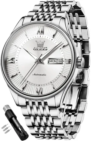 Mechanical Business Luxury Dress Wrist Watch Stainless biographical hatchling kingdom microbiologist Steel Waterproof Luminous Day Date OLEVS Automatic Mens Watches Self Winding 