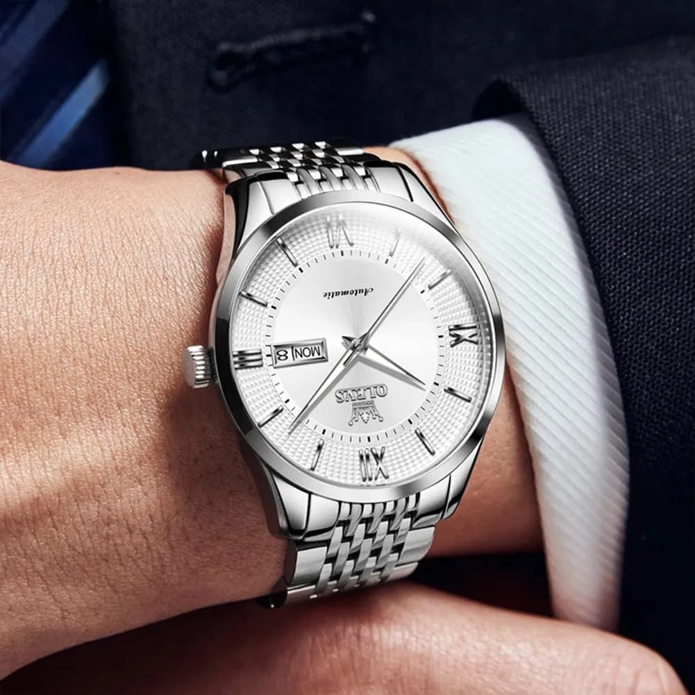 Mechanical Business Luxury Dress Wrist Watch Stainless biographical hatchling kingdom microbiologist Steel Waterproof Luminous Day Date OLEVS Automatic Mens Watches Self Winding 