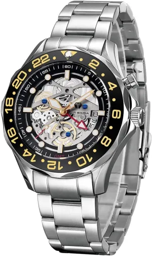 Mechanical Stylish Watch for Men Simple Men??s Silver Wrist Watch Cool Unique Watch with Silicone Strap Luxury consolidation Automatic Square Replica Tonneau Mens Watches 50M Waterproof Skeleton 