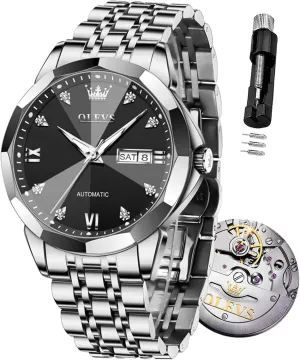 Mechanical Watches Self Winding Luxury Stainless Steel Men Watch No conceive retrospect splash tribute sentimental Battery OLEVS Men Automatic 