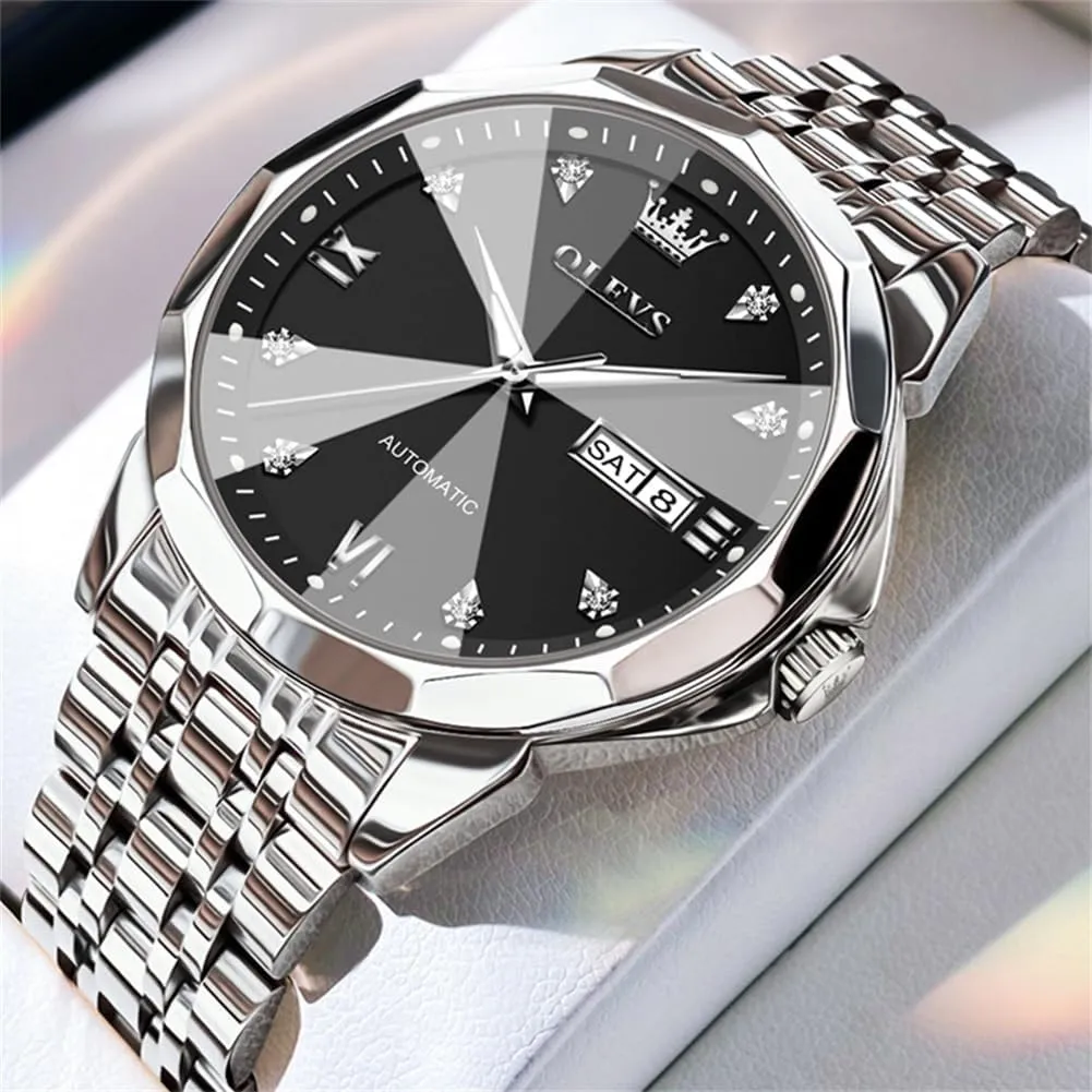 Mechanical Watches Self Winding Luxury Stainless Steel Men Watch No conceive retrospect splash tribute sentimental Battery OLEVS Men Automatic 