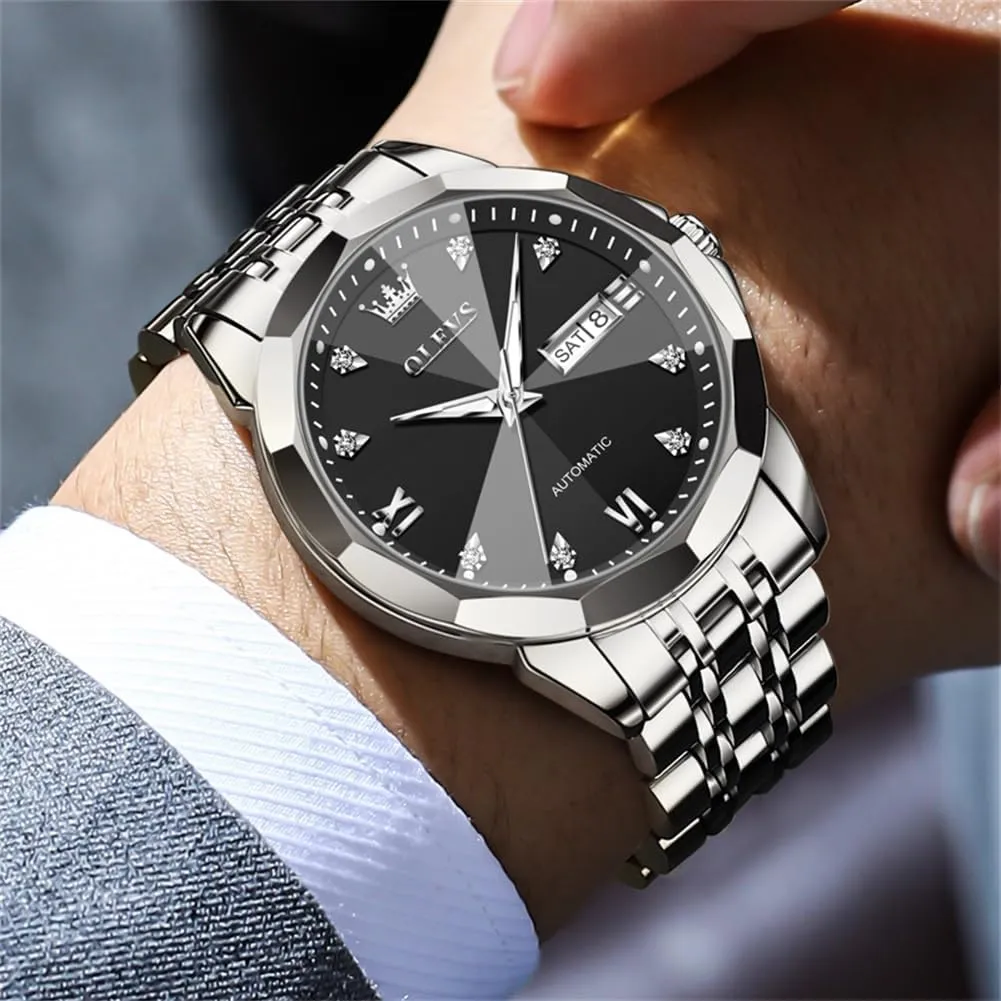 Mechanical Watches Self Winding Luxury Stainless Steel Men Watch No conceive retrospect splash tribute sentimental Battery OLEVS Men Automatic 