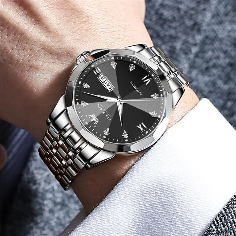Mechanical Watches Self Winding Luxury Stainless Steel Men Watch No conceive retrospect splash tribute sentimental Battery OLEVS Men Automatic 