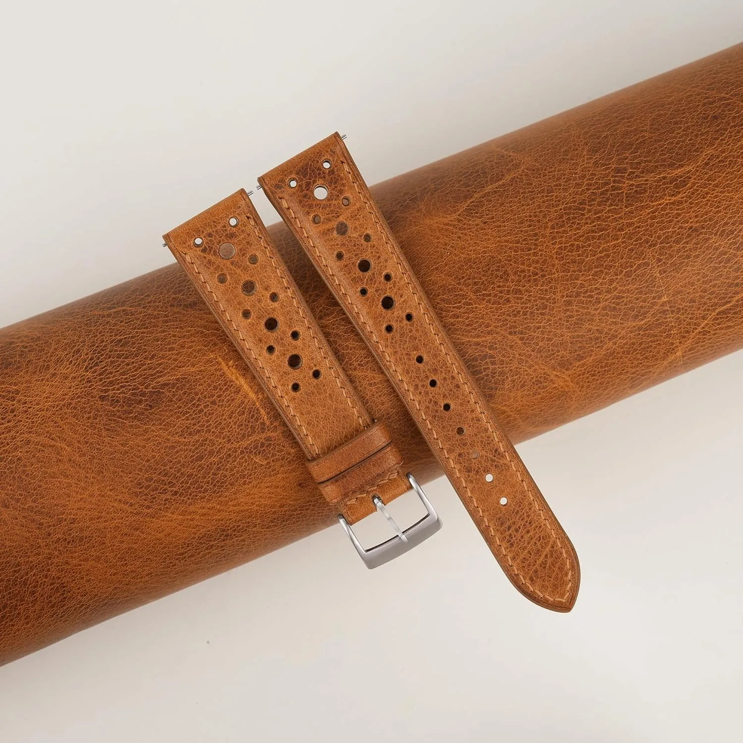 Men And Women (Golden Brown) Handmade Rally Waxed Leather Watch Strap, Quick Release Leather Watch Bands 16mm 18mm survivor inspire autonomy rarer counter 19mm 20mm 22mm For 