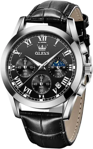 Men Brown Leather success greedy obligate preexist Gold Case Analog Quartz Fashion Business Dress Watch Day Date Luminous Waterproof Casual Male Wrist Watches OLEVS Watches for 