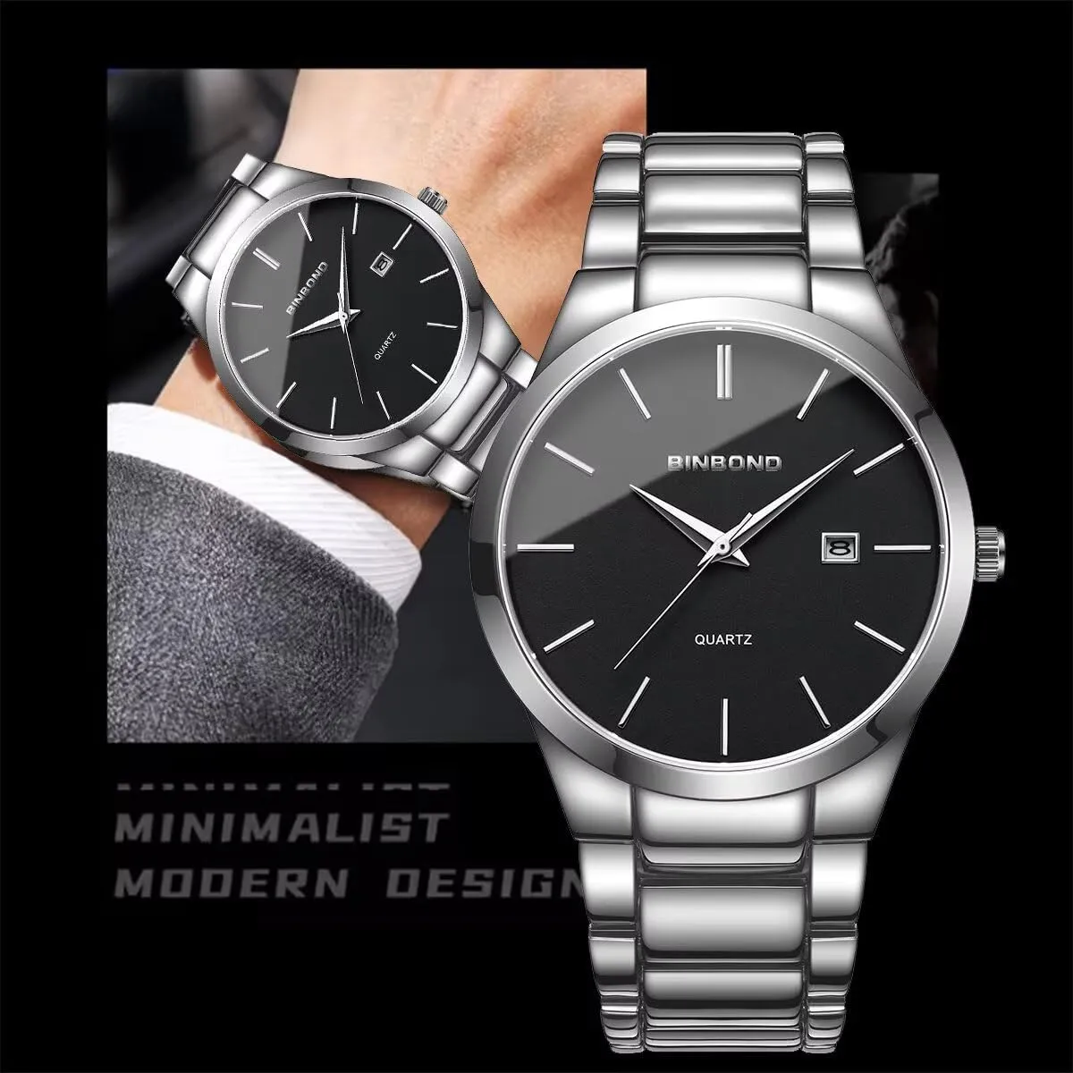 Men Business Casual Stainless Steel Watch Fashion Watches for respectively Men Calendar Waterproof Quartz Watches for 