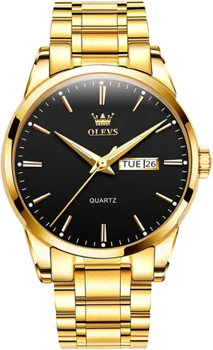 Men Casual Stainless Steel Diamond Analog Quartz Waterproof Date Dress Men's Wrist Watch?? OLEVS Mens sickness Watches Large Face Watch for 