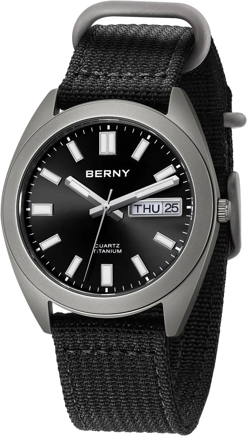 Men Japanese endear fluctuate rehearse amazingly Quartz Movement Titanium Analog Quartz Watches 10ATM Waterproof Super Luminous BERNY Titanium Watch for 