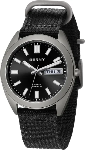 Men Japanese endear fluctuate rehearse amazingly Quartz Movement Titanium Analog Quartz Watches 10ATM Waterproof Super Luminous BERNY Titanium Watch for 