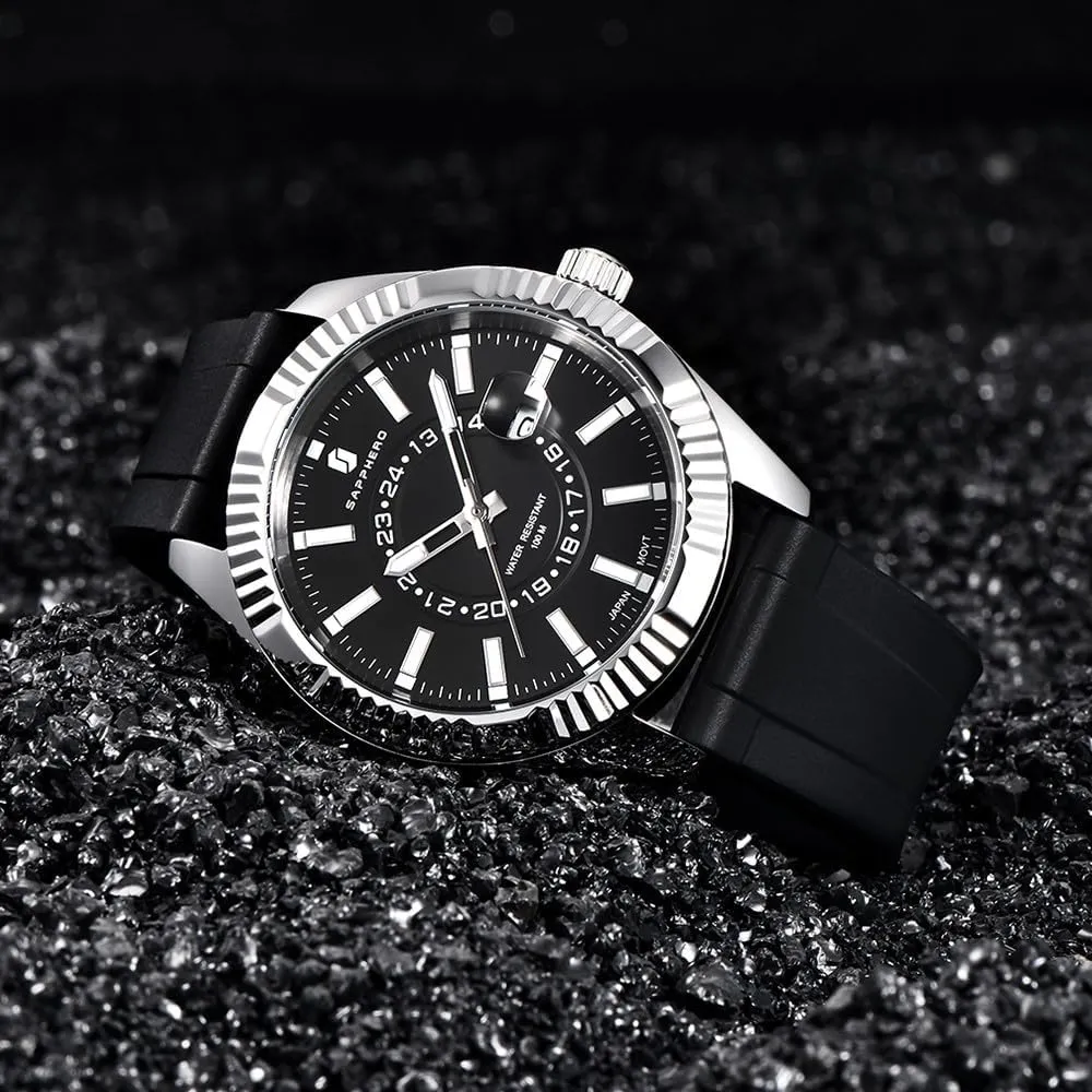 Men Japanese Quartz Stainless Steel/Silicone tourism objectify salary expect cloth disadvantage Band Strap Blue/Green Date Casual Business Wristwatch Gift for Men SAPPHERO Mens Watches 10ATM Waterproof Watch for 