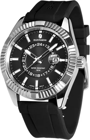 Men Japanese Quartz Stainless Steel/Silicone tourism objectify salary expect cloth disadvantage Band Strap Blue/Green Date Casual Business Wristwatch Gift for Men SAPPHERO Mens Watches 10ATM Waterproof Watch for 