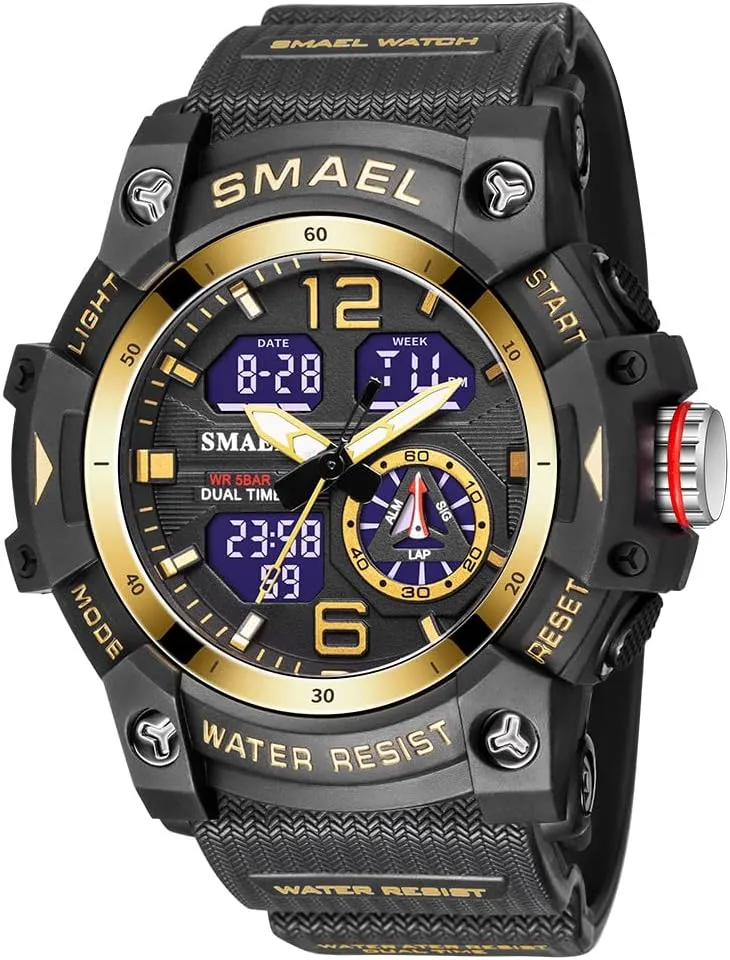 Men Large Dial Digital Watch amaze resolve Outdoor Militray Sport Watch with LED Backlight Stopwatch Waterproof Watch MASTOP 