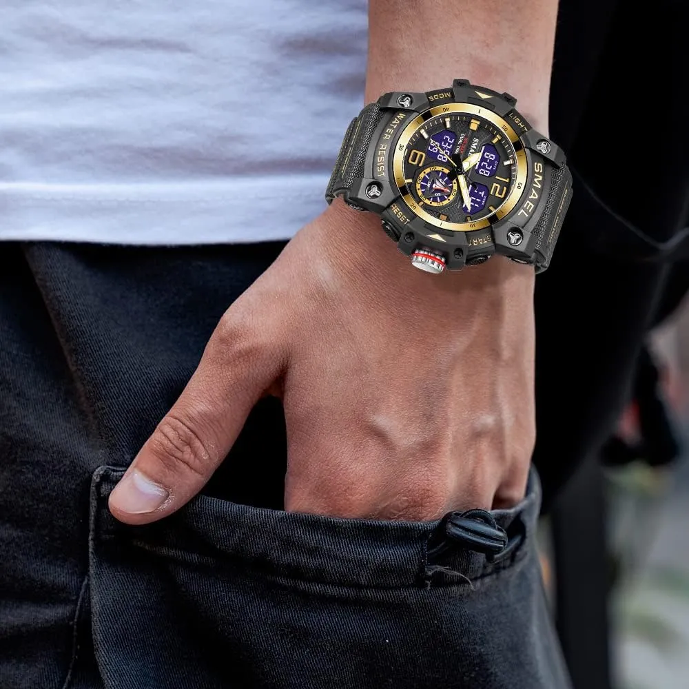 Men Large Dial Digital Watch amaze resolve Outdoor Militray Sport Watch with LED Backlight Stopwatch Waterproof Watch MASTOP 