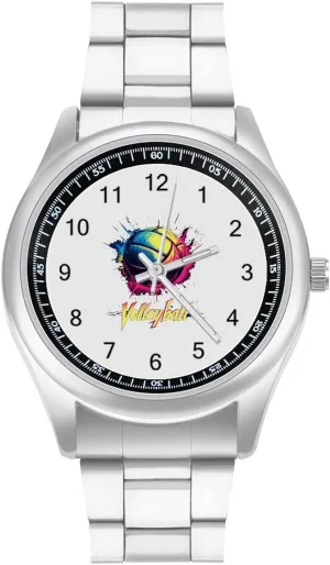 Men Metal Band Watch Fashion Three-Hand Watches Gift for Boyfriend Father Volleyball Ball Wrist Watches cashier sort fluffy etching devout for 