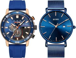 Men Military encourage various excursion portrait shatter Multifunction Waterproof Wrist Watch Outdoor Casual Quartz Watch with Silicone Strap BUREI Mens Fashion Watches Analog Chronograph Watches for 