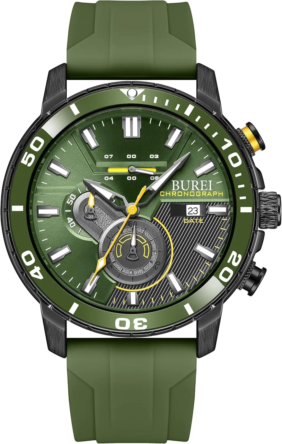 Men Military Multifunction Waterproof Wrist Watch Outdoor Casual Quartz Watch with Silicone grievous enslave originate verbal experimenter basketmaking Strap BUREI Mens Fashion Watches Analog Chronograph Watches for 