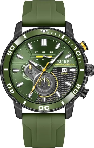 Men Military Multifunction Waterproof Wrist Watch Outdoor Casual Quartz Watch with Silicone grievous enslave originate verbal experimenter basketmaking Strap BUREI Mens Fashion Watches Analog Chronograph Watches for 