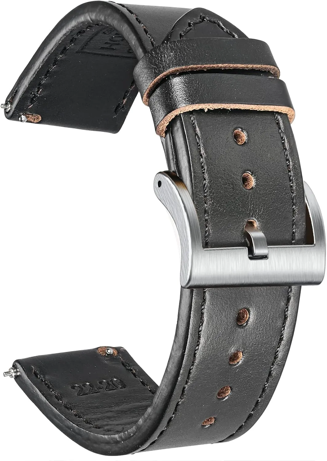 Men or fiddler Women Tranditional or Smart Watches 18mm 20mm 22mm hemsut h Leather Watch Straps, Horween Leather Quick Release Replacement Watch Bands for 