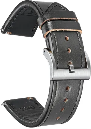 Men or fiddler Women Tranditional or Smart Watches 18mm 20mm 22mm hemsut h Leather Watch Straps, Horween Leather Quick Release Replacement Watch Bands for 