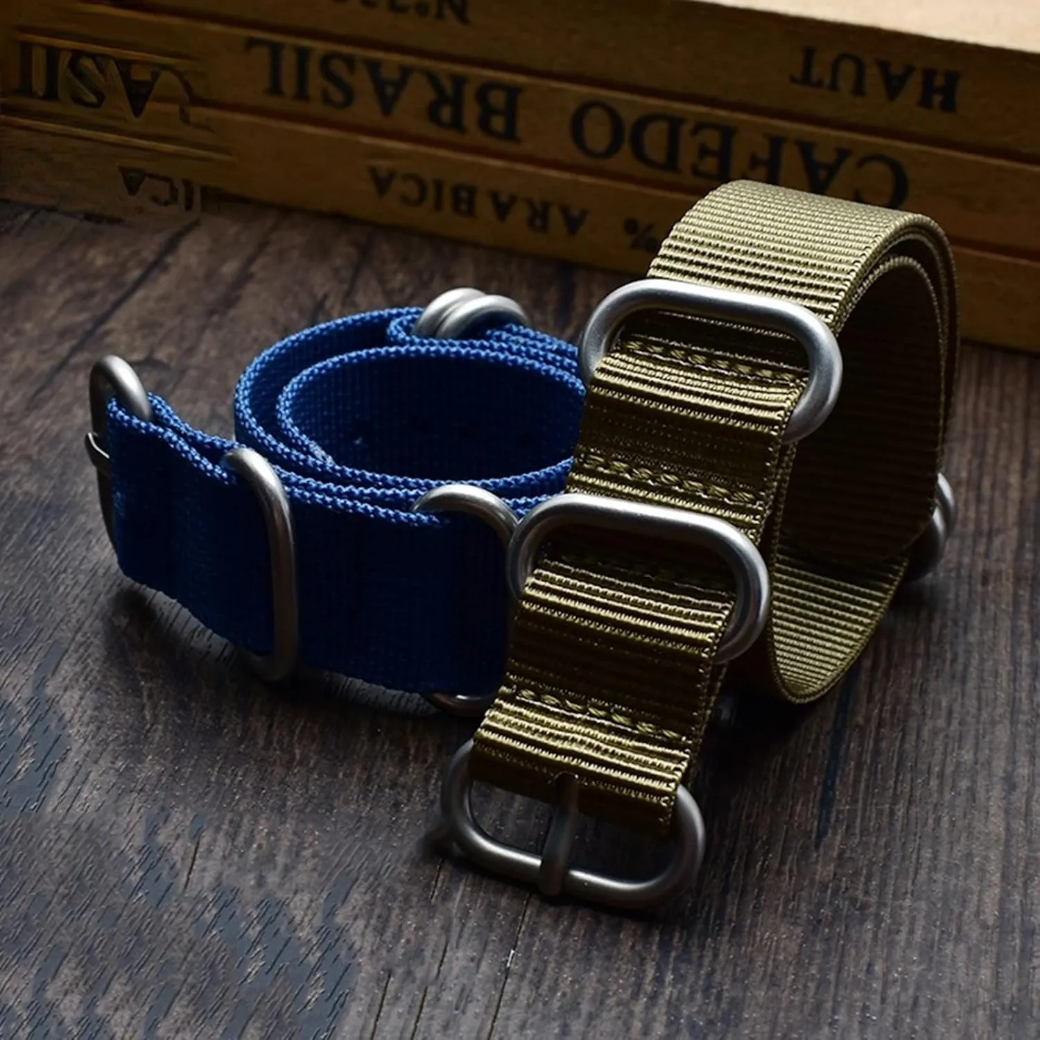 Men Outdoor fit crest fragment Thickened Canvas Nylon Watchband Stainless Steel Ring Buckle Classic Watch Strap Accessories Smartwatch Bands,Universal Strap,16-26mm 