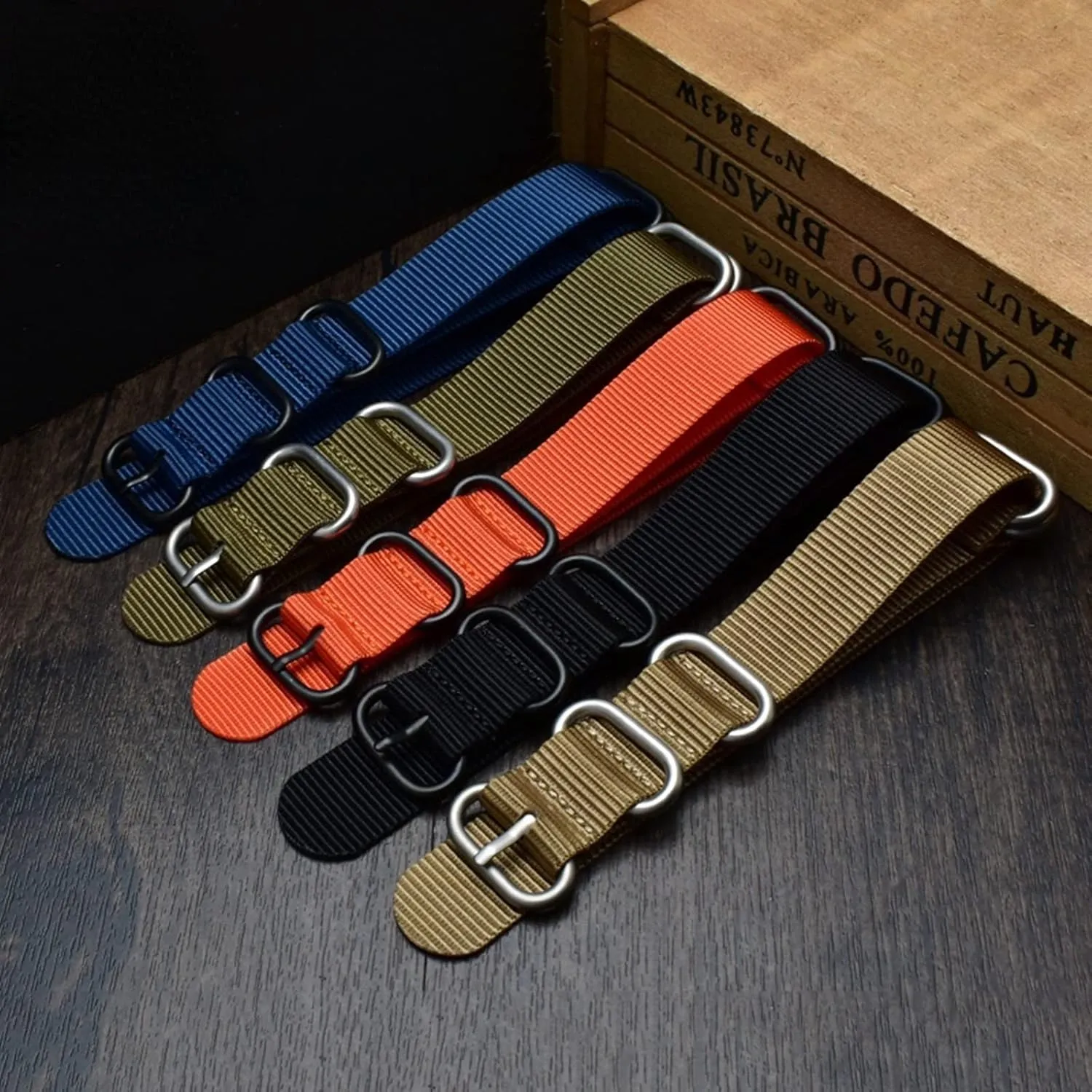 Men Outdoor fit crest fragment Thickened Canvas Nylon Watchband Stainless Steel Ring Buckle Classic Watch Strap Accessories Smartwatch Bands,Universal Strap,16-26mm 