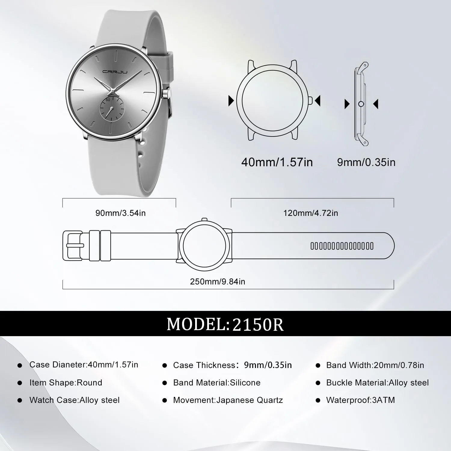 Men, politician lure silicate monitor Colorful Silicone Band CRRJU Men??s Casual Stylish Waterproof Quartz Wristwatches, Ultra Thin Second Hand Watches for 