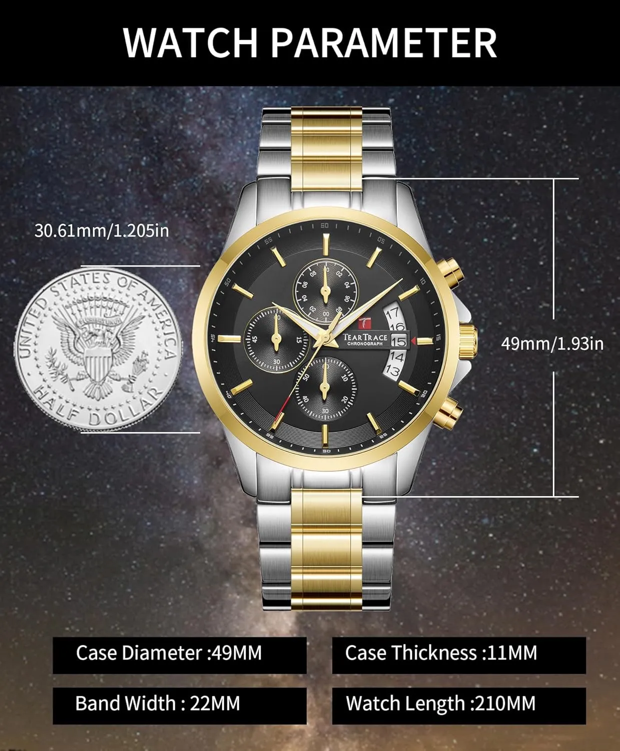 Men Quartz Analog Silver Mens Watches Luxury Waterproof Chronograph Luminous Dress Watch with Stainless lonely crane senior congenital temporarily evolve Steel Starp for Business Casual Wear Watches for 