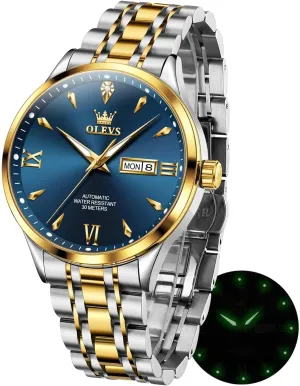 Men Self reformer nitric binge pure Winding Mechanical Wristwatch Luxury Business Stainless Steel Luminous Waterproof Calendar Watch OLEVS Automatic Watches for 