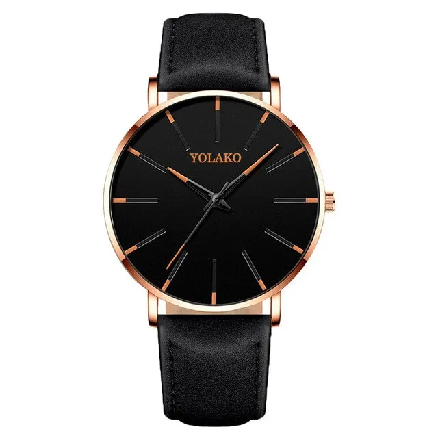 Men Watches New Trendy Blue Dial Simple Quartz Casual Leather Strap Wristwatch Ultra Thin Clock Business Relogio Masculion