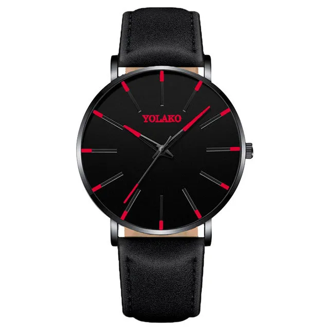 Men Watches New Trendy Blue Dial Simple Quartz Casual Leather Strap Wristwatch Ultra Thin Clock Business Relogio Masculion