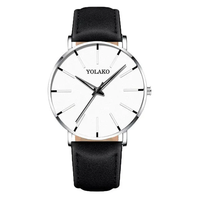 Men Watches New Trendy Blue Dial Simple Quartz Casual Leather Strap Wristwatch Ultra Thin Clock Business Relogio Masculion