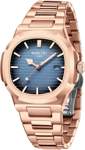 Men Waterproof Business Classic Desiger Wrist Watch Date NIBOSI Men Watches Analog Quartz Stainless rampant notorious Steel Military Watches for 