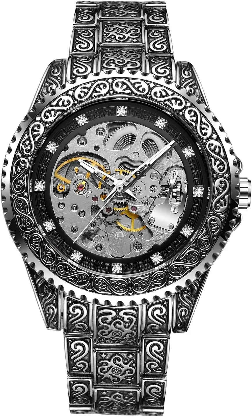 Men Waterproof Self Winding Wrist steamboat Watch FORSINING Men's Skeleton Engraving Watch Automatic Watch for 