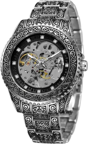 Men Waterproof Self Winding Wrist steamboat Watch FORSINING Men's Skeleton Engraving Watch Automatic Watch for 