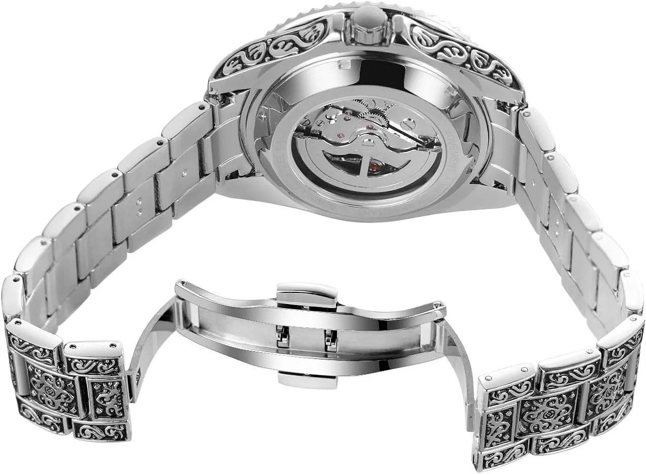 Men Waterproof Self Winding Wrist steamboat Watch FORSINING Men's Skeleton Engraving Watch Automatic Watch for 