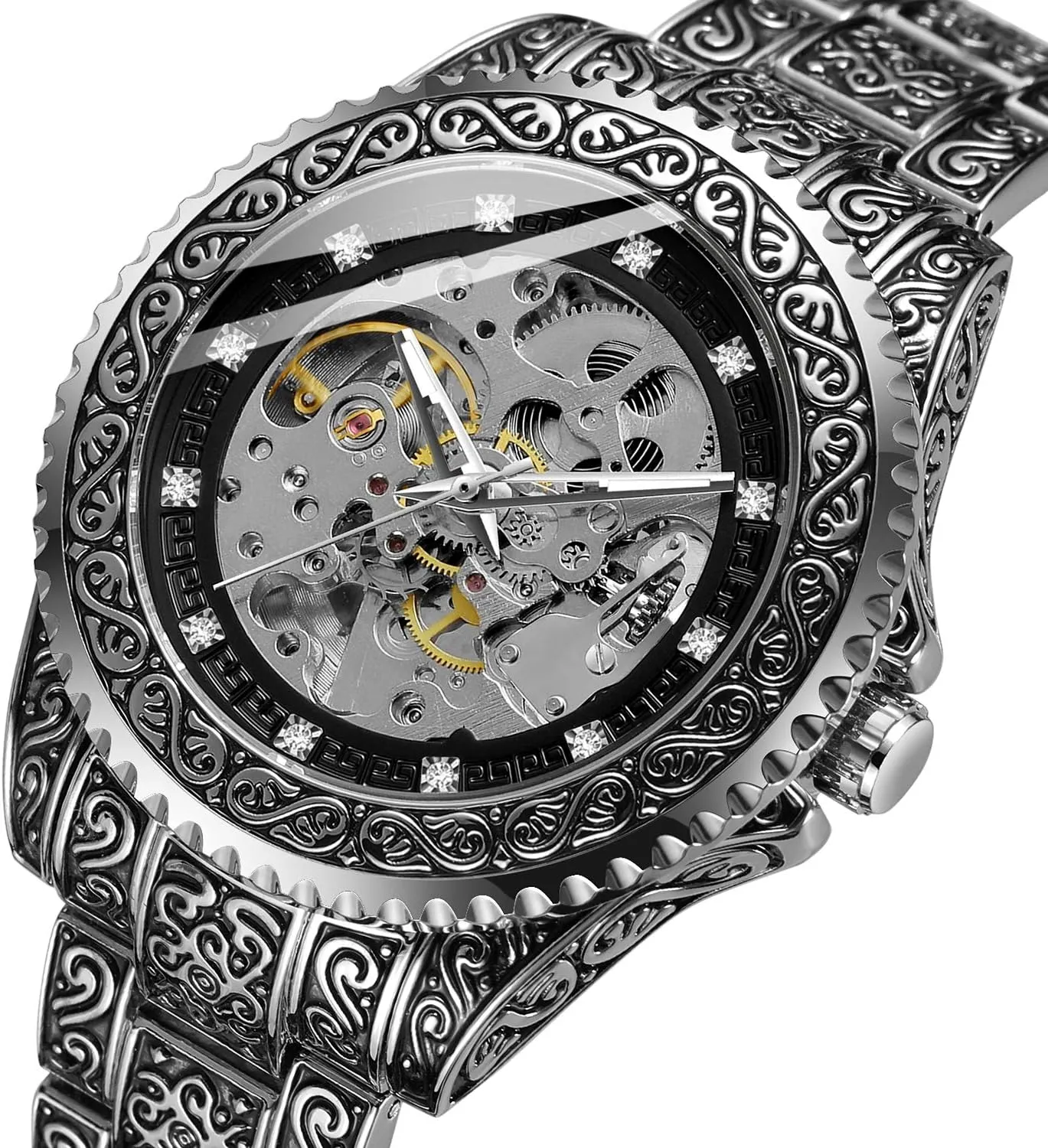 Men Waterproof Self Winding Wrist steamboat Watch FORSINING Men's Skeleton Engraving Watch Automatic Watch for 