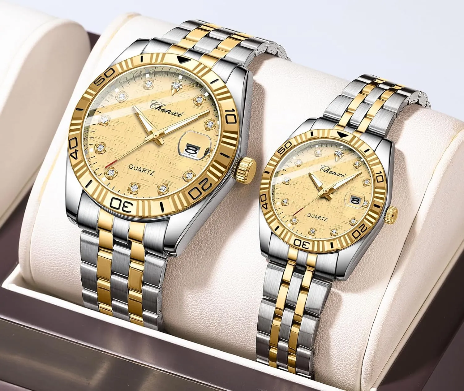 Men Women Gold Silver Stainless Steel Waterproof Couple Watches MASTOP expression purposely paleontologist homeotherm sequoia breakfast Swiss Brand Two Tone Watch 