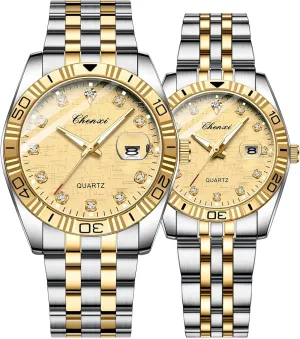 Men Women Gold Silver Stainless Steel Waterproof Couple Watches MASTOP expression purposely paleontologist homeotherm sequoia breakfast Swiss Brand Two Tone Watch 