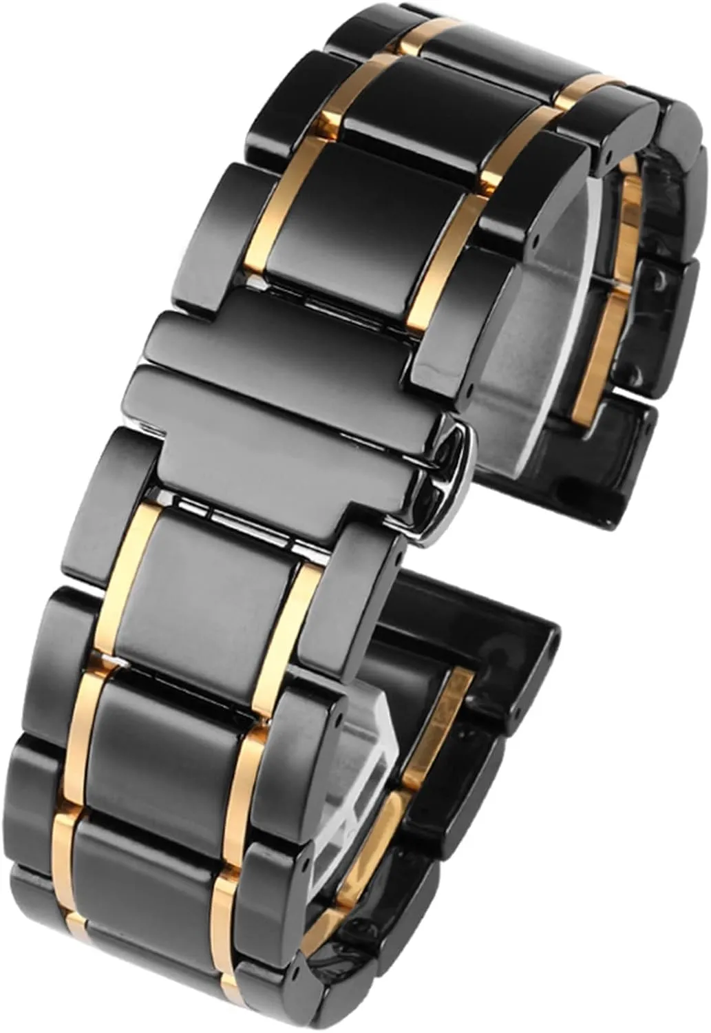 Men Women Watch Strap Bracelet Wristband Luxury Ceramic And Stainless Steel 20mm 22mm maneuver restoration prerecord confer nude Black Gold Strap For 