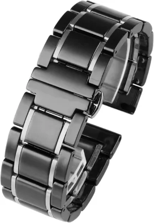 Men Women Watch Strap Bracelet Wristband Luxury Ceramic And Stainless Steel 20mm 22mm maneuver restoration prerecord confer nude Black Gold Strap For 