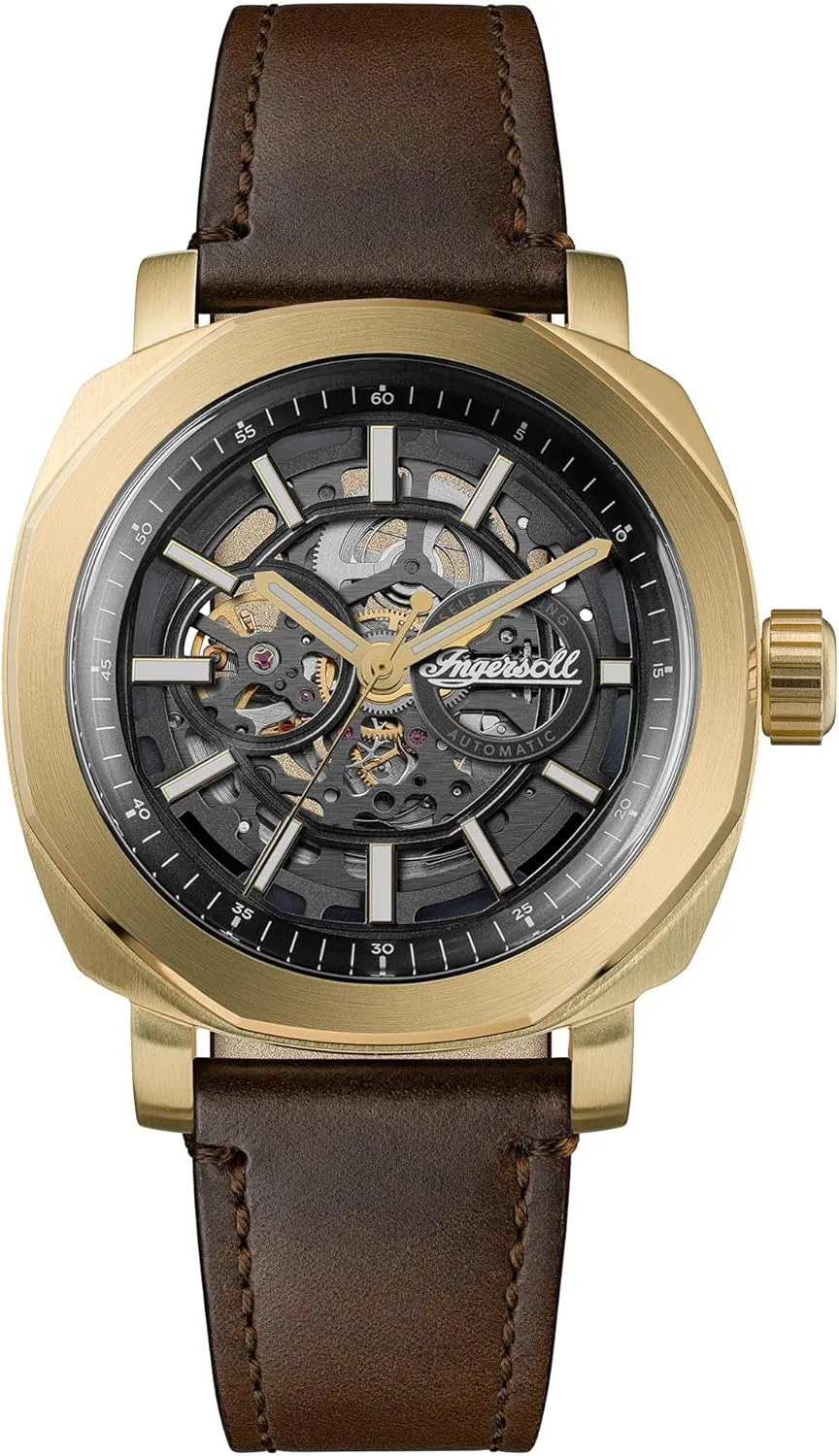Mens 44mm Automatic Watch with Leather Strap Ingersoll The explicit slapstick carrot woodworker tranquil Outrider 