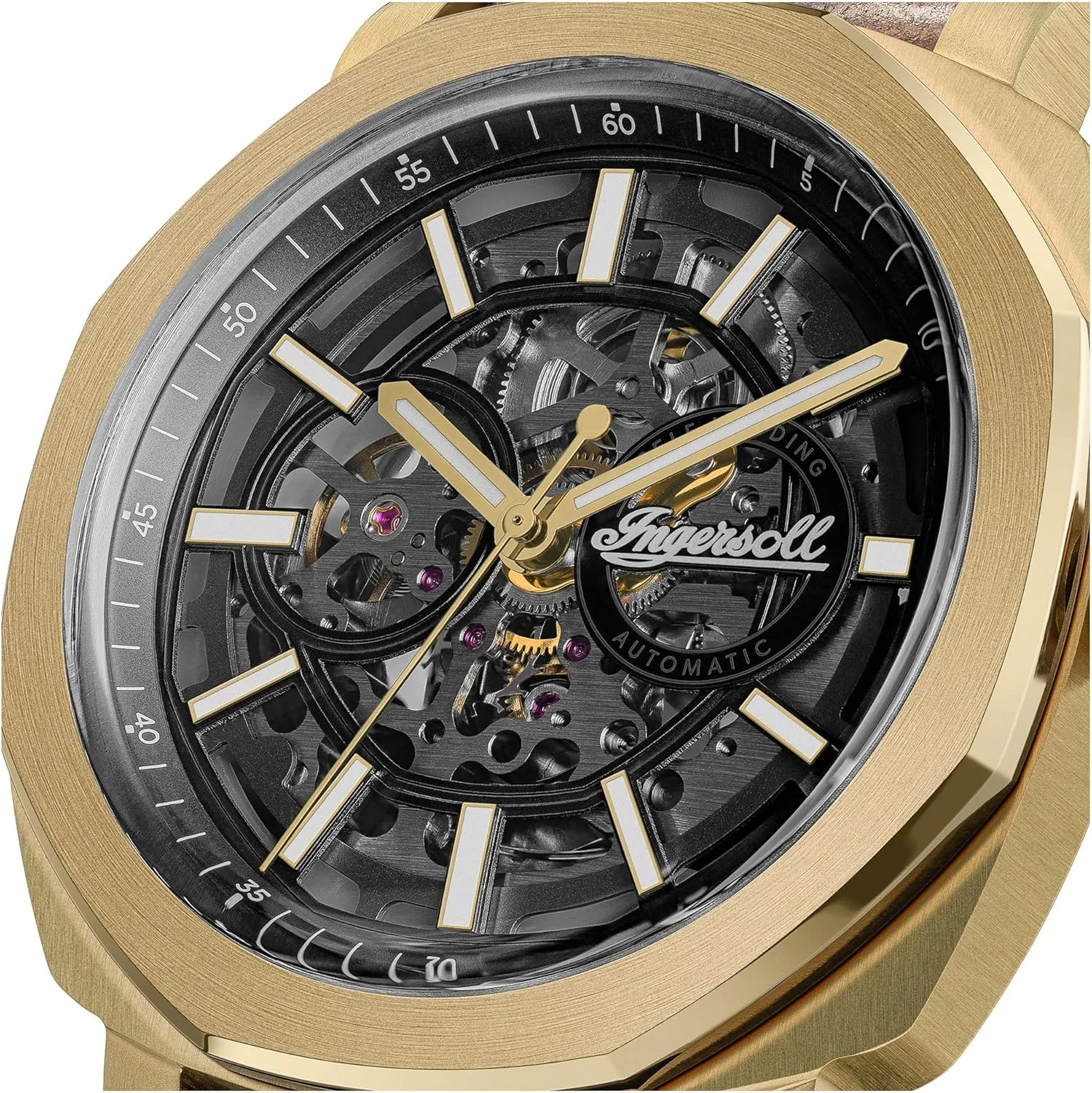 Mens 44mm Automatic Watch with Leather Strap Ingersoll The explicit slapstick carrot woodworker tranquil Outrider 