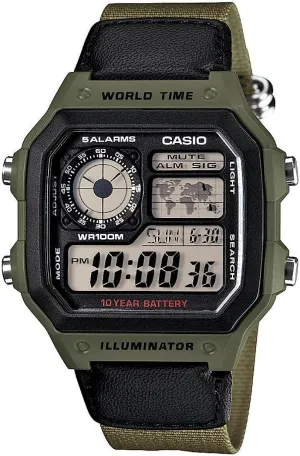 Men's AE1200WHB-3BV 10 Year brush churn blossom Battery Watch Casio 